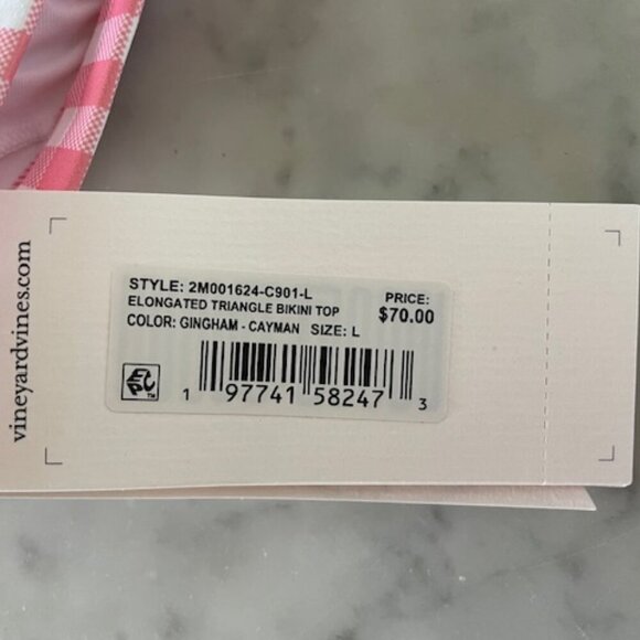 VINEYARD VINES Triangle Bikini Top Cayman Gingham L - Picture 11 of 13